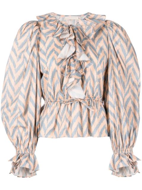 ULLA JOHNSON zig-zag ruffle blouse