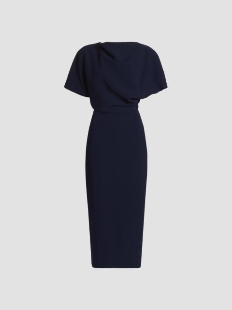 AMSALE Women's Draped Crêpe Cocktail Dress - Navy