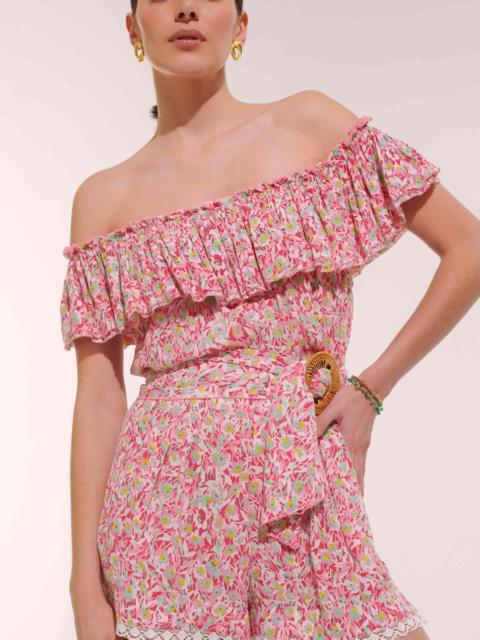 Poupette St Barth Short Jumpsuit Bella - Pink Ocean Flowers