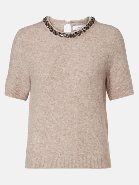 velvet Briana embellished wool-blend top