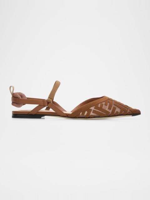 FENDI Colibri Lite FF Monogram Mesh Slingback Flats