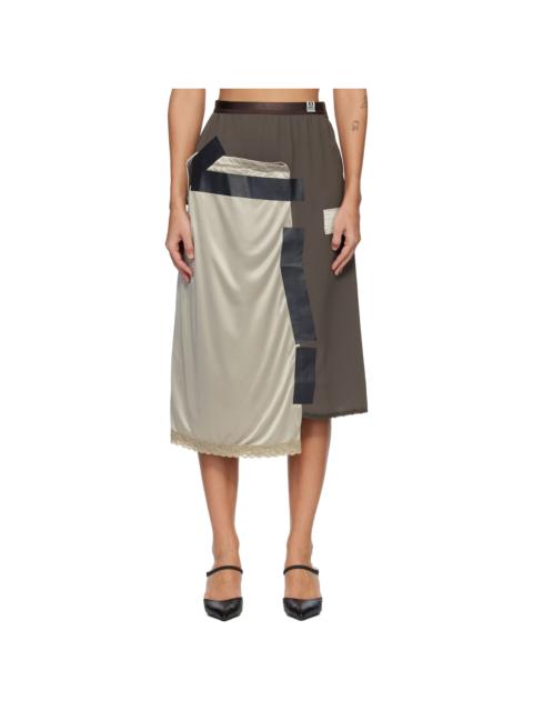 Maison MIHARAYASUHIRO Brown Combined Tape Lingerie Midi Skirt