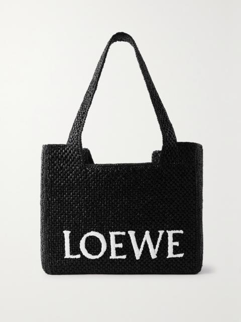 Loewe + Paula's Ibiza Medium Embroidered Two-tone Raffia Tote