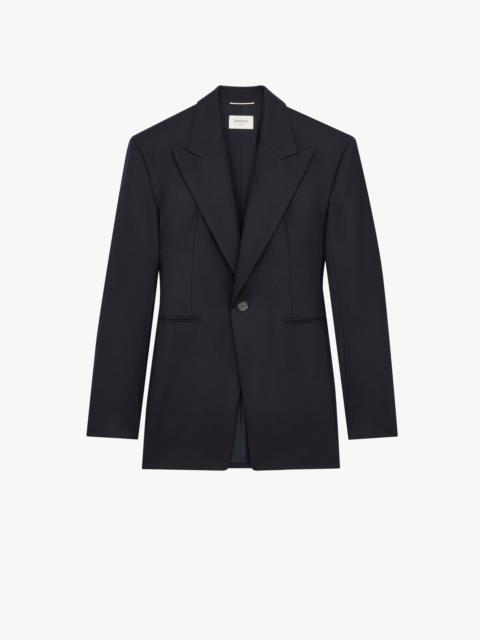 SAINT LAURENT SINGLE-BREASTED JACKET IN BRUSHED WOOL FLANNEL