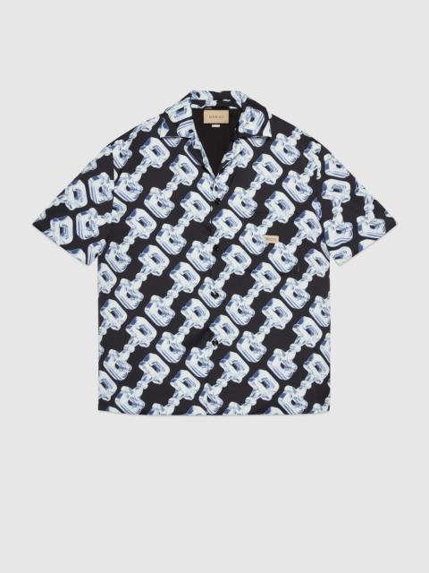 GUCCI 3D glass Horsebit print fabric jacket