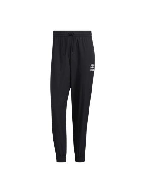 adidas Men's adidas neo Logo Printing Solid Color Casual Long Pants/Trousers Black HD4705