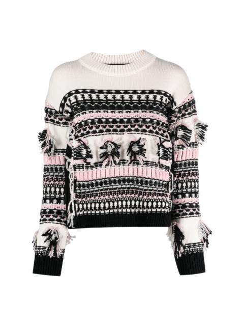 patterned-intarsia virgin-wool jumper