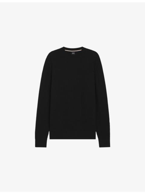 BOSS Textured Regular-Fit Cotton-Knit Jumper