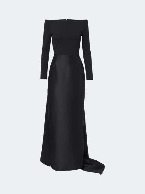 SOLACE LONDON Winslow off-shoulder satin and crêpe gown