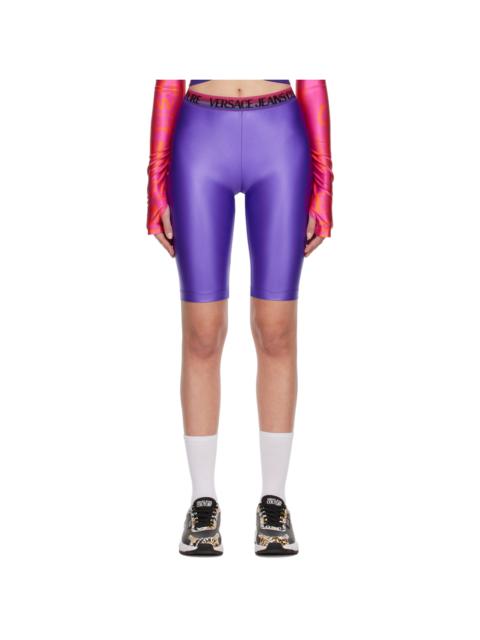 VERSACE JEANS COUTURE Purple Shiny Bike Shorts