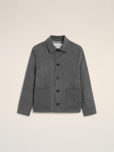AMI Paris GREY BUTTON-DOWN WOOL AND CASHMERE JACKET