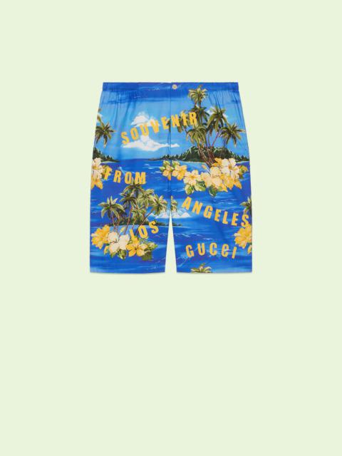 Cotton poplin shorts with print
