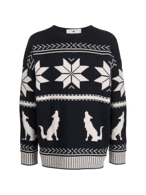 patterned-jacquard knitted jumper