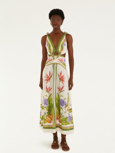 FARM RIO Sand Tropical Scarf Lenzing Ecovero Euroflax Maxi Dress