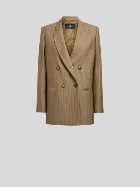 Etro DOUBLE-BREASTED WOOL JACQUARD JACKET WITH STRIPED PATTERN