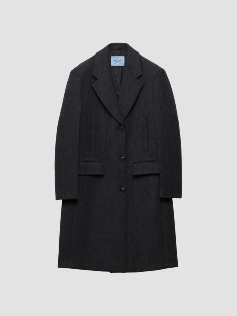 Prada Women's Single Breasted Double Wool Coat - Grey