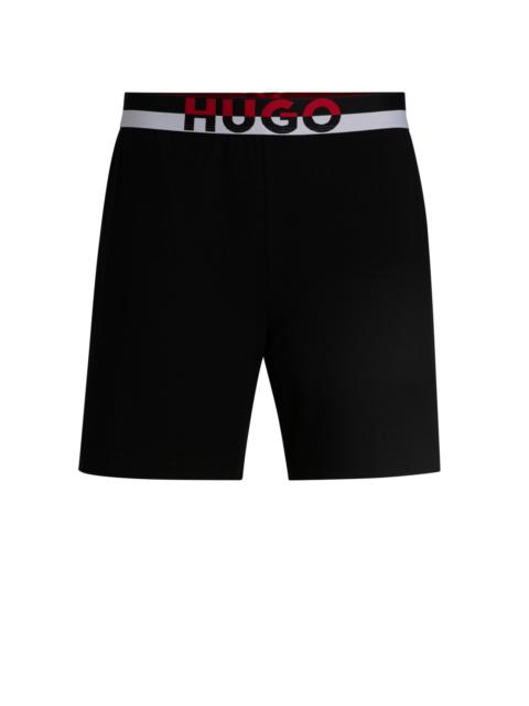 HUGO STRETCH-COTTON PAJAMA BOTTOMS WITH COLOR-BLOCKED WAISTBAND