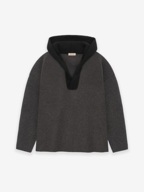 Wool V-Neck Hoodie