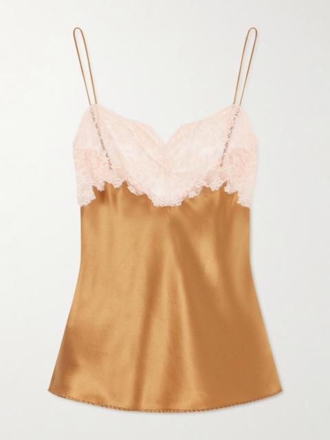 SAINT LAURENT Lace-trimmed Silk-satin Camisole