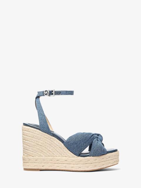 MICHAEL KORS Elena Denim Wedge Sandal