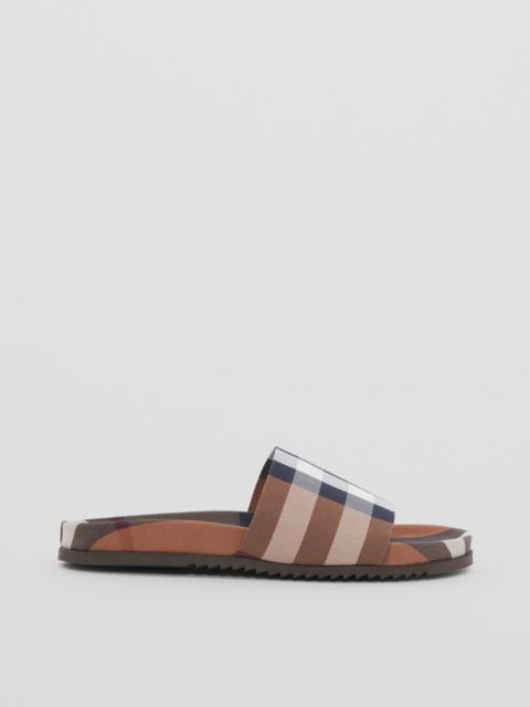 Burberry check-print slides - Brown