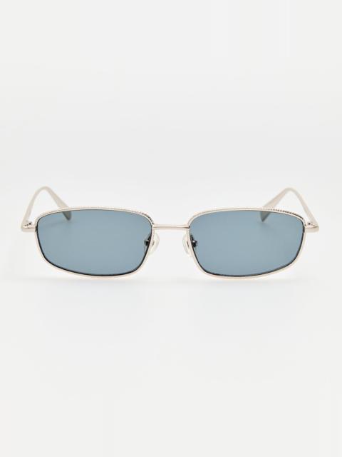 LINDA FARROW Palma Sunglasses in Silver and Blue