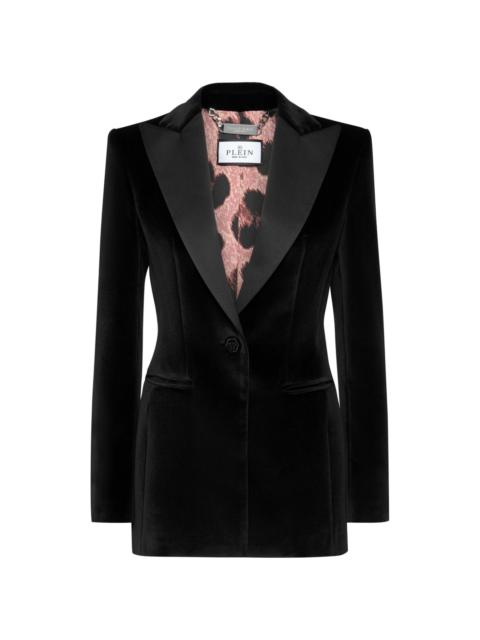 PHILIPP PLEIN skull-appliqué velvet blazer