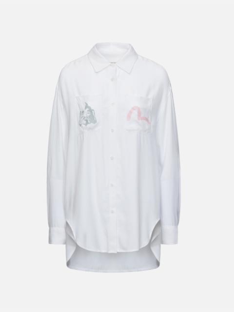 EVISU GODHEAD AND SEAGULL PRINT SHIRT DRESS