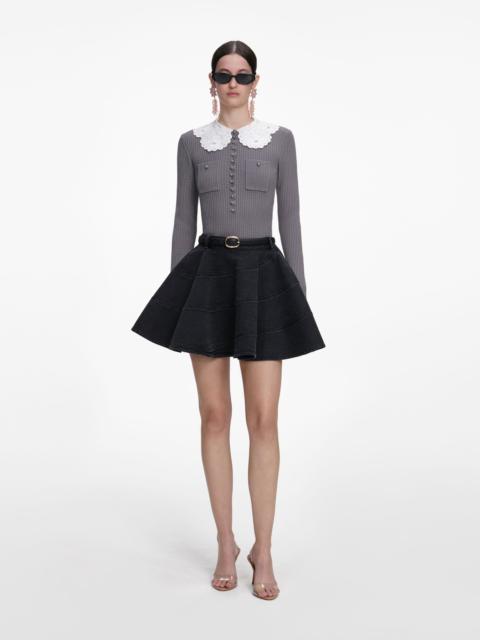 self-portrait Grey Lace Collar Knit Top