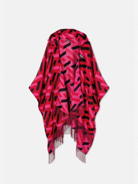 VERSACE La Greca Fringed Poncho