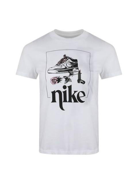 Nike (WMNS) Nike Sportswear Printing Short Sleeve 'White Black' CT8925-100