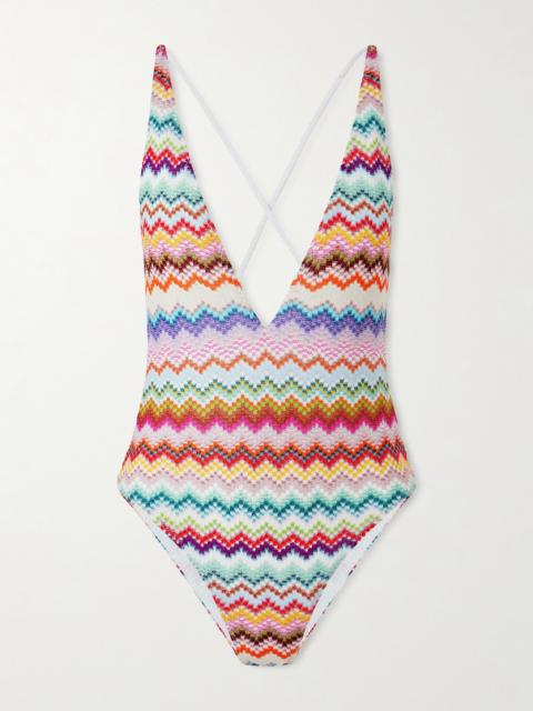 Missoni Mare Striped Metallic Crochet-knit Swimsuit