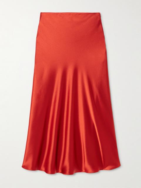 GALVAN Valletta Draped Satin Midi Skirt
