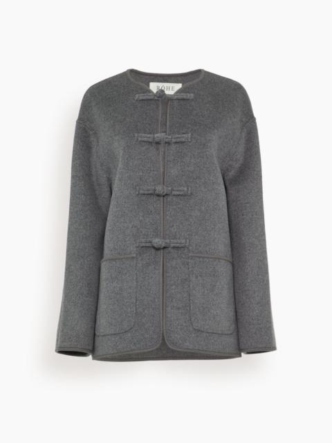 RÓHE Mandarin Double-Faced Wool Jacket in Mid Grey Melange