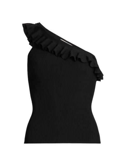 Zimmermann Women's Rhiannon Ruffled Asymmetric Tank - Black