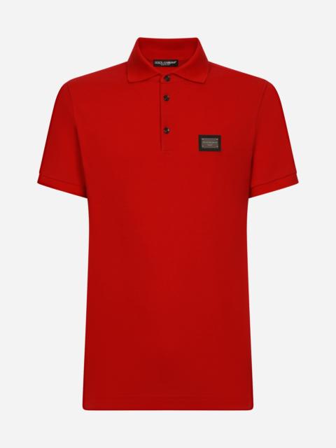 Dolce & Gabbana Cotton piqué polo-shirt with branded tag
