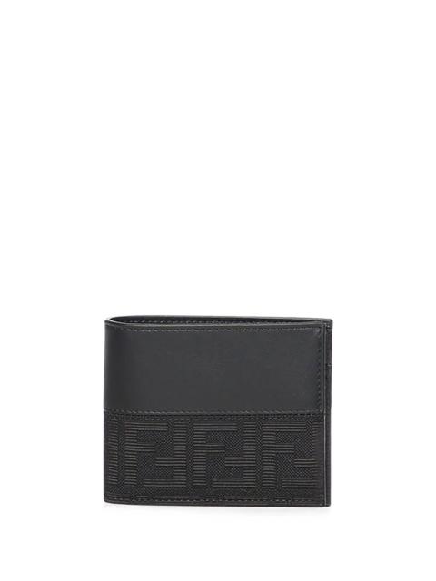 FENDI BIFOLD FF JACQUARD AND LEATHER WALLET