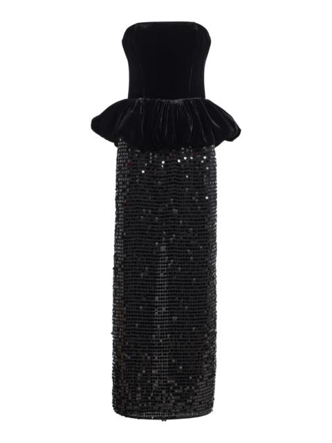 ROTATE Sequined Maxi Peplum Dress