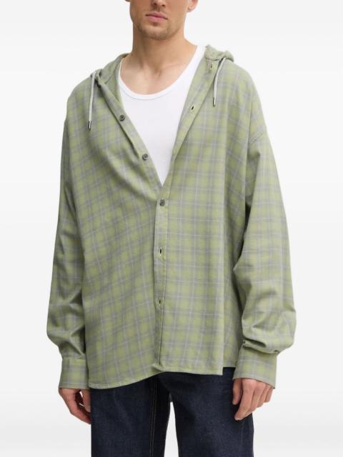 Diesel check-pattern hood shirt