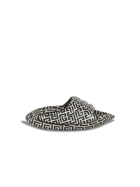 Balmain Bicolor quilted leather B-IT mules with Balmain monogram print