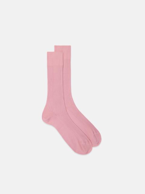 J. PRESS MADE-IN-ENGLAND PINK MID-CALF RIBBED COTTON SOCKS