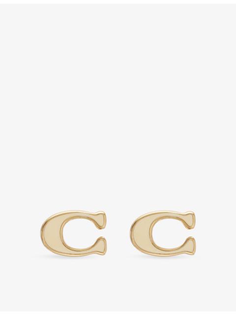 COACH C C Enamel Brass Stud Earrings