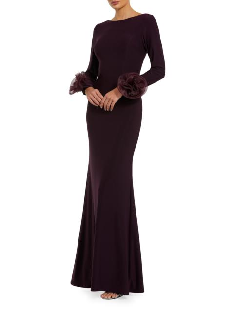 MAC DUGGAL Women's Organza Rosette Long-Sleeve Gown - Amethyst