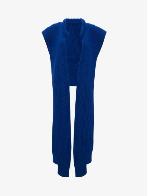 Alexander McQueen Cable Knit Skull Scarf in Electric Blue