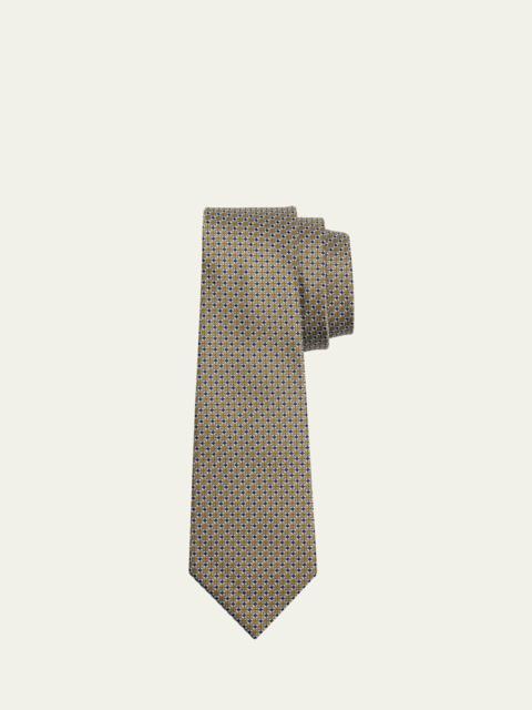 ZEGNA Men's Micro-Geometric Silk Jacquard Tie