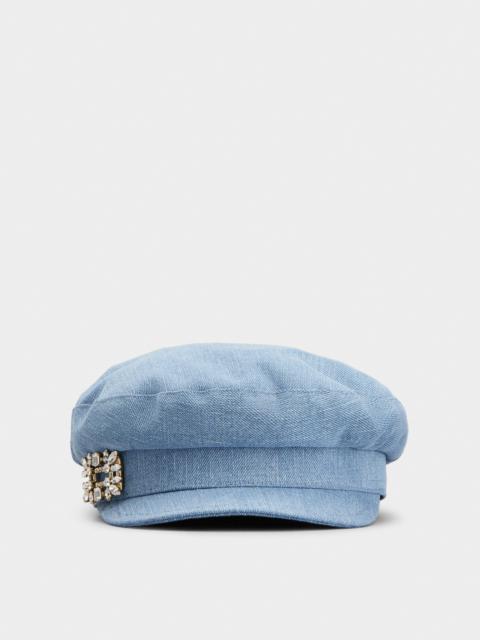 Roger Vivier Broche Vivier Buckle Sailor Cap in Denim