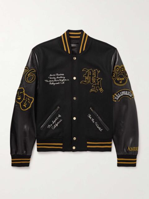 Appliquéd Wool-Blend and Full-Grain Leather Varsity Jacket