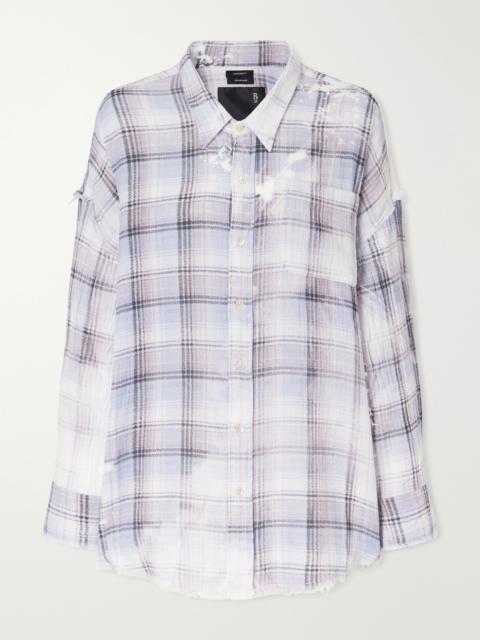 R13 Distressed Checked Crinkled-cotton Gauze Shirt