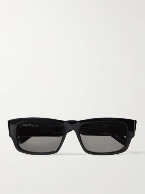 BALENCIAGA Rectangular-Frame Logo-Print Acetate Sunglasses