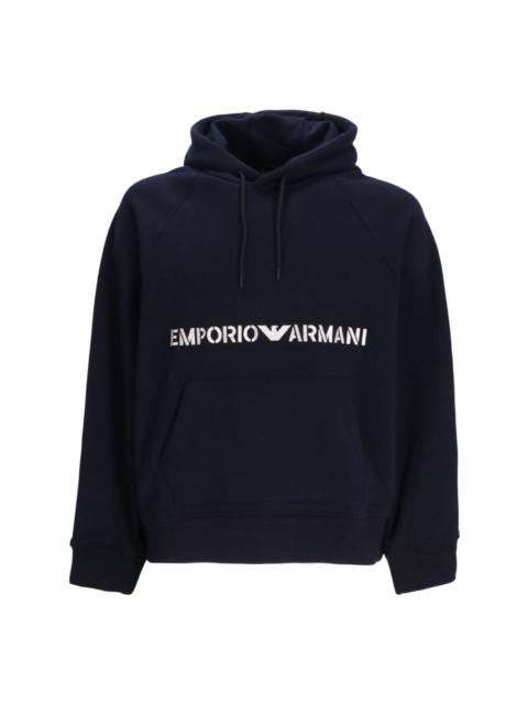 logo-embroidered cotton hoodie